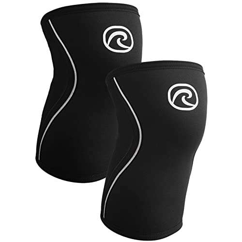 Rehband Knee Sleeve 3mm Neoprene, Lightweight Knee Brace for Endurance and Ball Sports, Unisex Compression Starter Knee-Sleeves, Breathable Running Knee Support, Colour:Black - 1 Pair, Size:XX-Small