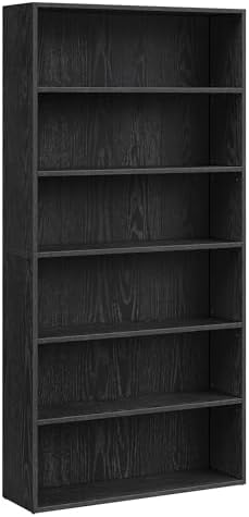 VASAGLE Custos Collection - Bookshelf, 6-Tier Bookcase, Book Shelf, Open Storage Shelf, 9.4 x 31.5 x 63.3 Inches, for Living Room, Home Office, Dining Room, Ebony Black ULBC412B01