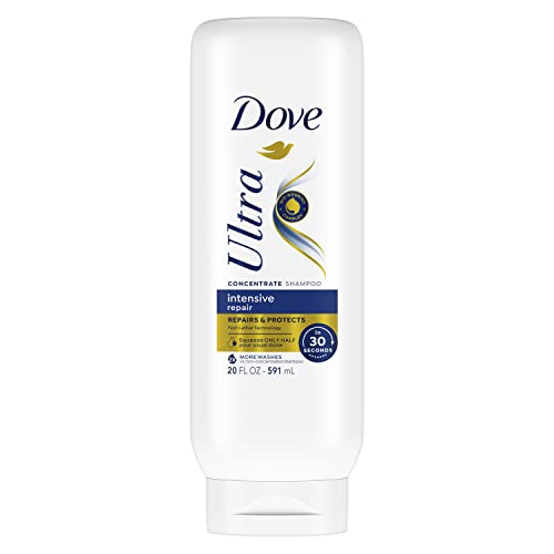 Dove Ultra Intensive Repair Concentrate Shampoo for Damaged Hair Fast Lather Technology Repairs and Protects in 30 Seconds with 2X More Washes 20 oz