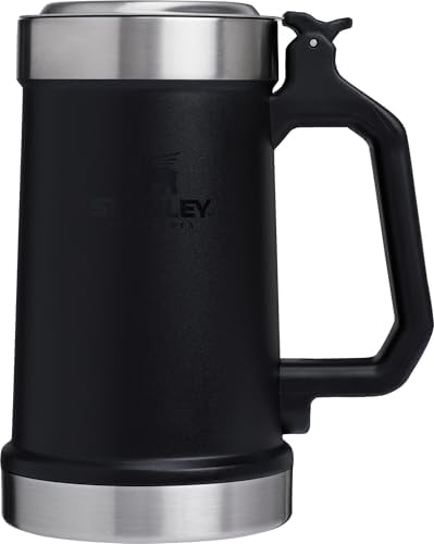 Stanley Classic Bottle Opener Beer Stein 24 oz | Flip Up Lid and Heavy Duty Handle with Built in Bottle Opener | Insulated Stainless Steel Beer Mug | BPA-Free | Matte Black
