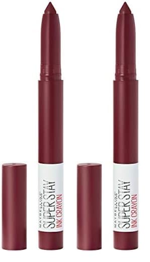 Maybelline Super Stay Ink Crayon Lipstick, Precision Tip Matte Lip Crayon with Built-in Sharpener, Longwear Up To 8Hrs, Settle For More, Berry Wine Purple, 0.04 oz (Pack of 2)