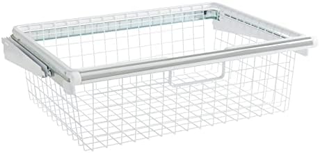 Rubbermaid Configurations Sliding Basket for Closet Drawer Organization, White, Sturdy Slide Out Basket for Home/Laundry/Bathroom/Mudroom/Pantry/Linen Closet