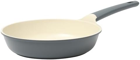 Oster Platinum Rooney Large 12 Inch Durable & Light Cast Aluminum Frying Pan Skillet w/PFA Free Ceramic Nonstick Interior Cookware Chef's Pan, Omelet Pan - Induction - Grey