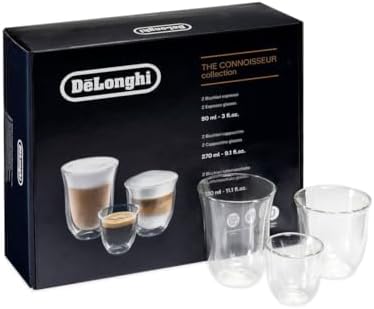 DeLonghi Coffee Connoisseur Glasses (set of 6): 2 Espresso, 2 Cappuccino, 2 Latte Macchiato