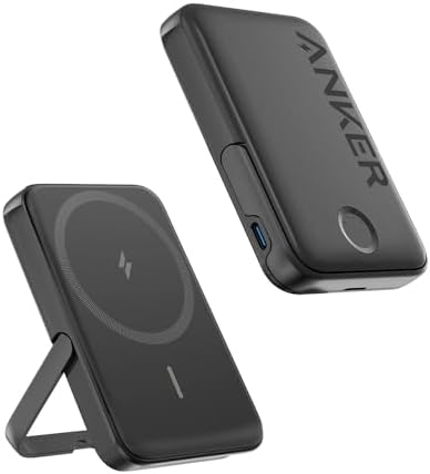 Anker MagGo Magnetic Wireless Charging 5,000mAh Power Bank 2-Pack – Portable Charger with Built-in Kickstand, 7.5W Wireless Charging for iPhone 12, 13, 14, 15 & Newer, Compact & Travel-Friendly