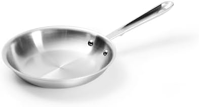 All-Clad D5 5-Ply Brushed Stainless Steel Fry Pan 8 Inch Induction Oven Broiler Safe 600F Pots and Pans, Cookware Silver