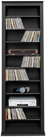 Prepac Narrow Cabinet Media Storage, Slim Barrister Tower, Black