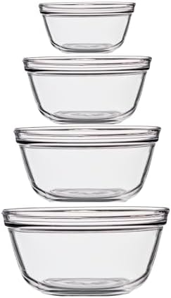 Anchor Hocking 4 Piece Glass Mixing Bowls Set – Durable, Microwave, Oven, and Dishwasher Safe – Perfect for Prep, Mixing, Serving, and Storage – Made in USA
