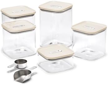 Caraway 14-Piece Glass Airtight Food Storage Containers with Lids – Non-Toxic, BPA-Free Kitchen Storage Containers – Stackable, Space-Saving Airtight Containers for Dry Goods and More - Cream