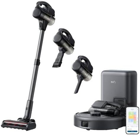 eufy Robot Vacuum 3-in-1 E20,Self Emptying Up to 10 Weeks,Max 30,000Pa with Versatile Stick and Handheld Vacuum Cleaner Combo,Smart Obstacle Avoidance,Pro-Detangle,Perfect for Carpet,Crevices,Stairs