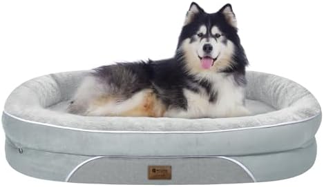 Orthopedic Waterproof XXL Dog Bed: Washable Bolstered Dog Bed - Non-Slip, Silver