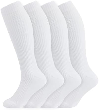 +MD Cotton Compression Socks for Women and Men 4/6 Pairs 15-20 mmHg Knee High Socks for Sports Travel Nurse Edema