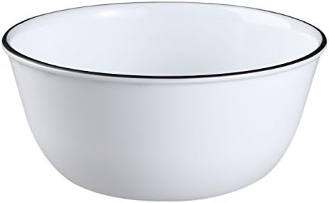 Corelle Livingware 28-Ounce Super Soup/Cereal, Classic Café Black Rim, 3 Bowls, White