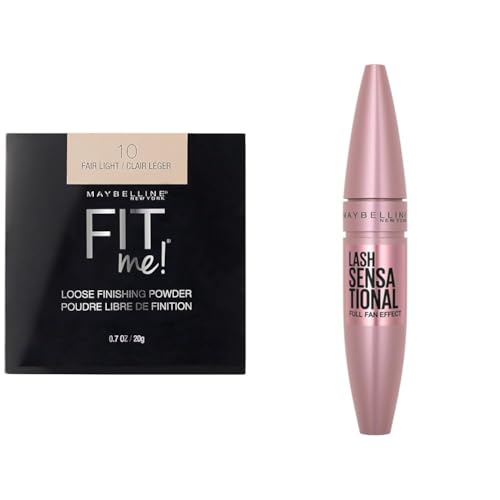 Maybelline Fit Me Loose Setting Powder, 1 Count and Lash Sensational Mascara, 1 Count