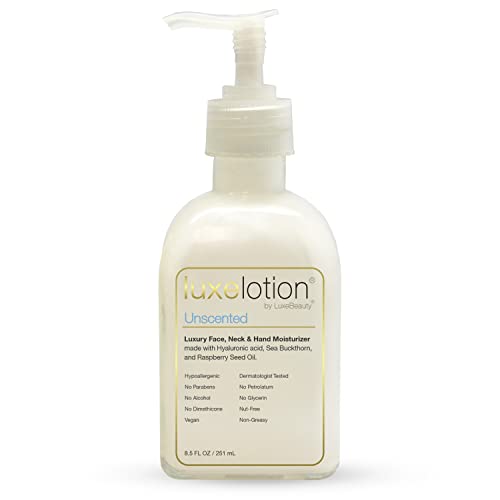 Luxe Beauty: Unscented Luxury Lotion - Anti-Aging Hand & Body Lotion with Hyaluronic Acid - Moisturizing, Lightweight, Non-Greasy Formula for Silky Smooth Skin - Gentle Hand Cream & Body Moisturizer