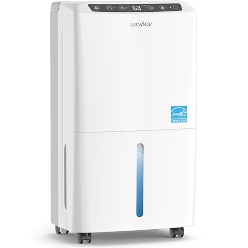 Waykar 2000 Sq. Ft Most Efficient Energy Star 2025 Dehumidifier for Home and Basement with Auto or Manual Drainage, Quiet 33dB Operation, 0.6 Gallon Water Tank Capacity