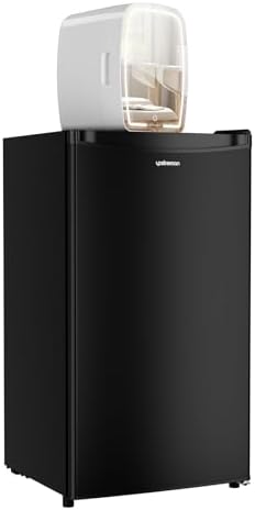 Upstreman BR321A, 3.2 Cu.Ft Mini Fridge and 6L Skincare Fridge in 1 Package, Dimmable LED Light Mirror, Energy Star, Portable Small Refrigerator for Cosmetics, Small Fridge for Bedroom and Dorm