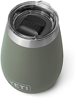 YETI Rambler 10 oz Wine Tumbler, Vacuum Insulated, Stainless Steel with MagSlider Lid, Camp Green