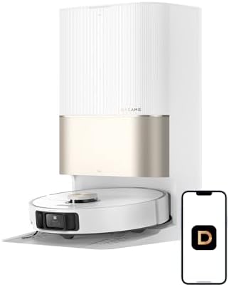 DREAME X40 Ultra Robotic Vacuum with Removable & Liftable Mop, 12,000Pa Suction, Side Brush Extensive Cleaning, 158°F Mop & Washboard Self Cleaning, Auto-Empty, Auto Refill, liftable Brushes White