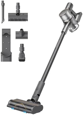 DREAME R20 Cordless Vacuum Cleaner with Dual Brush Head, Smart Stick Vacuum for Home, 190AW Powerful Suction, Up to 90 Mins, Blue Lights, Lightweight for Hard Floor, Carpet, Pet Hair