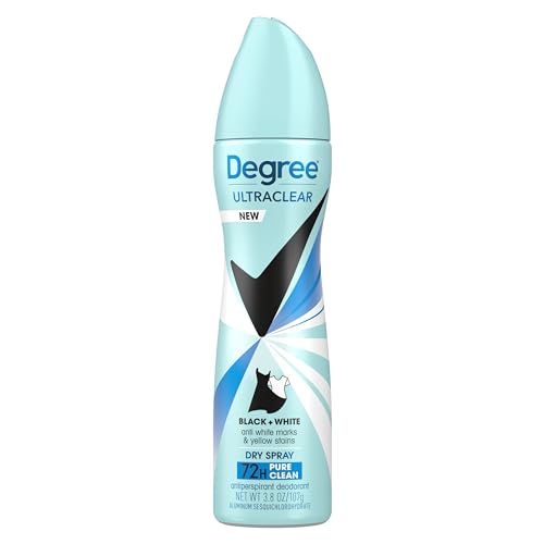 Degree UltraClear Black+White Pure Clean Dry Spray Antiperspirant Deodorant, 3.8 oz (Pack of 4)