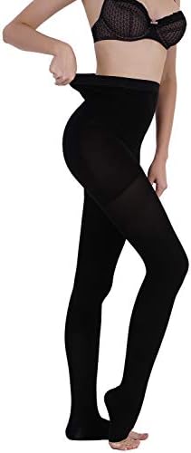 AMZAM® Medical Compression Pantyhose for Women Men, 20-30 mmHg Graduated Compression Tights, Opaque Toeless Compression Stockings Waist High Support Tights for Edema, Varicose Veins, DVT,Black 3XL