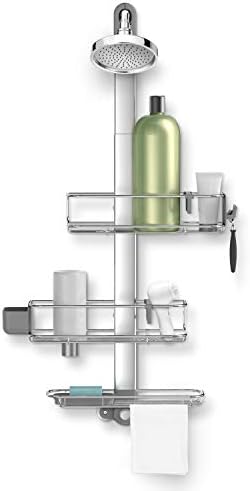simplehuman Adjustable and Extendable Shower Caddy Large, Stainless Steel and Anodized Aluminum