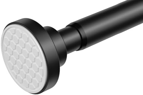 AIZESI Shower Rod, Adjustable 42-74 Inch Black Shower Curtain Rod, 1" Diameter Tension Rod No Drilling, Anti-Slip, Premium Stainless Steel Anti-Rust, Shower Rods for Bathroom