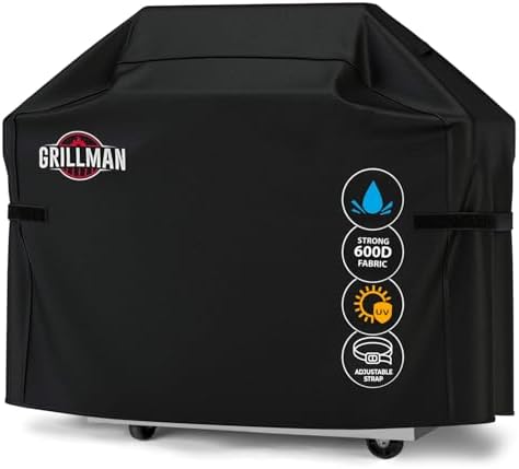 Grill Cover by Grillman, Black, 52 Inch, BBQ Outdoor Grill Covers, Charcoal & Gas Grills, Waterproof, Rip-Proof, Weather-Resistant, Anti-UV, Barbecue Cover for Weber, Genesis, Charbroil, Nexgrill, etc