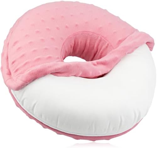 Ear Piercing Pillow Removable Cover for Side Sleepers Ear Pain Luxury Cnh Ear Pillow with Holes Washable Side Sleeping Pillows Support Head, Minky Dot Coral