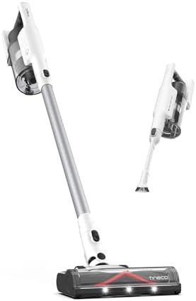 Tineco A30S Cordless Stick Vacuum Cleaner, 160W Suction, 60Min Runtime, 1L Larger Dustbin, ZeroTangle Brush, PureCyclone Tech, LED Headlight, White