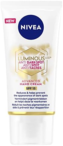 NIVEA LUMINOUS 630 Creme para mãos antimanchas escuras avançado (50 ml), creme para clarear a pele enriquecida com ácido hialurónico, creme para mãos nutritivo para pele luminosa