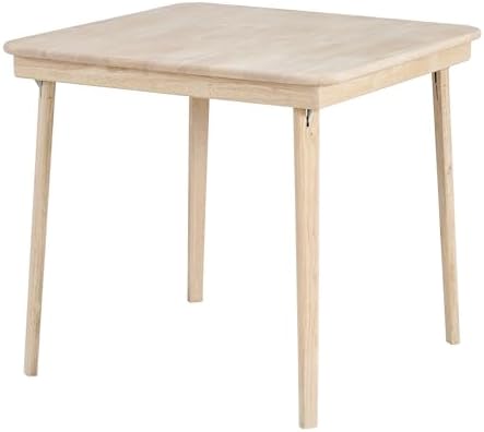 Stakmore Straight Edge Solid Wood Folding Card Table, Folds to Deep 3.38 Inches for Easy Storage, 29.5″H x 32″W x 32″D, Unfinished