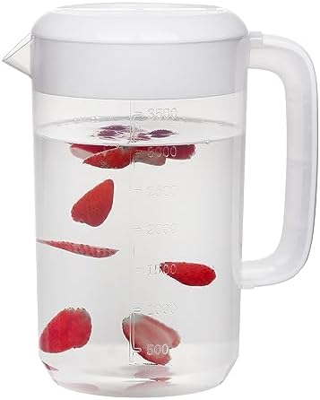 Clear 1 Gallon Pitcher with Lid, Large Plastic Ice Tea Jug for Fridge, Sun Tea Pitcher - Clear