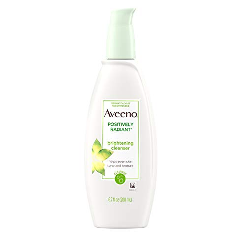 Aveeno Positively Radiant Brightening Facial Cleanser for Sensitive Skin, Non-Comedogenic, Oil-Free, Soap-Free & Hypoallergenic, 6.7 fl. oz (Pack of 2)