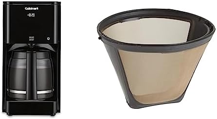 Cuisinart DCC-T20 14-Cup Programmable Coffeemaker Touchscreen, Black GTF Gold Tone Coffee Filter, 10-12 Cup Cone, Burr Mill