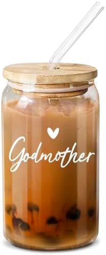 NewEleven Gifts For Godmother - Will You Be My Godmother From GodChild - Pregnancy Announcement Gifts For God Mother, Godmom, Godparents - 16 Oz Coffee Glass