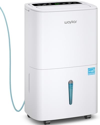 Waykar 150 Pints Energy Star Dehumidifier with Pump for Spaces up to 7,000 Sq. Ft at Commercial and Industrial Large Room, Warehouse, Home, Basement, Bedroom with Drain Hose, Auto Defrost, Self-Drying