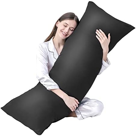 DOWNCOOL Large Body Pillow Insert- Breathable Full Body Pillow for Side Sleeper - Soft Long Bed Pillow for Adults - 20 x 54 inch (Black)