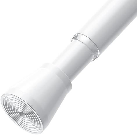 AIZESI White Tension Rod for Windows 28 to 48 inch, Adjustable Curtain Rods No Drilling, Expandable Spring Tension Curtain Rod, Non-slip Shower Curtain Rod for Bathroom Closet Doorway (7/8" Diameter)