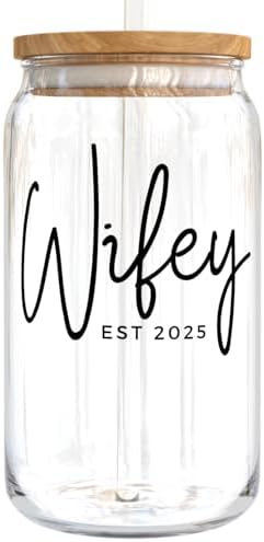 KLUBI Wedding Gift for Bride - Wifey Est 2025 Wifey Cup with Straw and Lid Cool Bridal Shower Gifts for Bride To Be Gifts Bride Gifts Wifey Gifts for Wife Bride Cup Tumbler Mrs Cup Wedding Gifts 2025