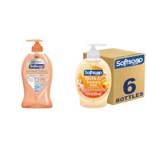 Softsoap Antibacterial Hand Soap, 6 Pack, Crisp Clean Scent, 11.25oz Each Milk and Honey Hand Soap, Pack of 6, 7.5oz Each