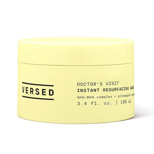 Versed Doctor's Visit Skin Resurfacing Face Mask - Glycolic Acid + Lactic Acid Face Exfoliant for Uneven Skin Tone & Texture - AHA BHA Enzyme Mask to Refresh & Smooth Skin (3.4 fl oz)
