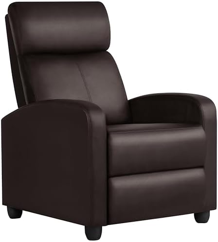 Yaheetech Recliner Chair Faux Leather Recliner Sofa Adjustable Modern Seat Club Chair Home Theater Seating Brown