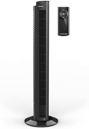 Vornado OZI42DC Tower Fan with Remote and Timer, Oscillating Standing Fan for Bedroom, Variable Speed for Precise Control, Energy Saving Design for Whole Room Cooling, Indoor Floor Fan, Black