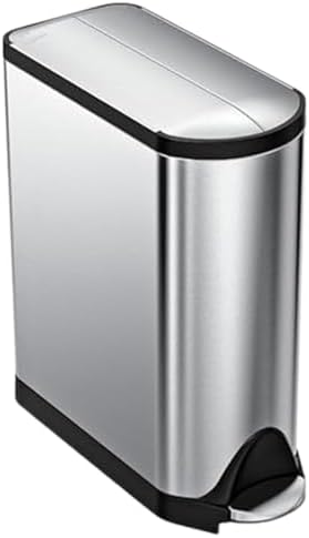simplehuman 45 Liter / 11.9 Gallon Butterfly Lid Kitchen Step Trash Can, Brushed Stainless Steel