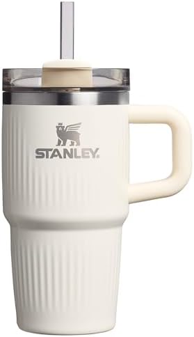 Stanley Quencher H2.0 Tumbler with Handle and Straw 20 oz | Flowstate 3-Position Lid | Cup Holder Compatible for Travel | Insulated Stainless Steel Cup | BPA-Free | Fluted Cream Gloss