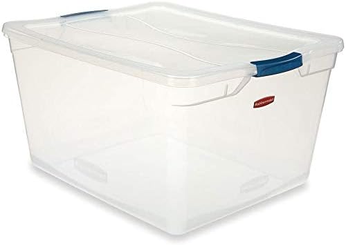 Rubbermaid Clever Store Latching Storage Tote Container, Clear, 71-quart (FG3Q3200CLMCB)
