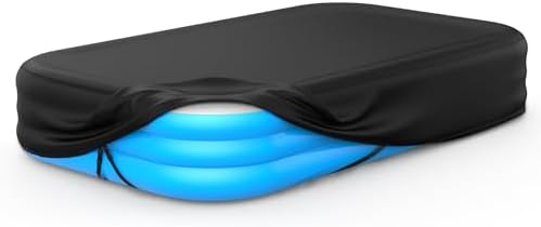 Rectangular Pool Cover for Inflatable Pool, Fits Blow Up Pool Size 120" L x 72" W, Built-in Elastic Band and Extra Buckle to Prevent Slipping, 10' x 6' Rectangle Above Ground Swimming Pool Cover