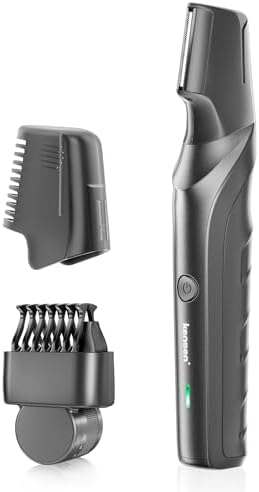 Body Hair Trimmer for Men - Manscape Beard Trimmer for Men, V-Shaped Trimming Head with 2 Comb Attachments Mens Groin & Pubic Hair Trimmer IPX5 Waterproof Wet/Dry Mens Electric Razor